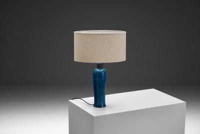 Nils Kahler Blue Glazed Stoneware Table Lamp by Nils and Herman K hler Denmark 1950s