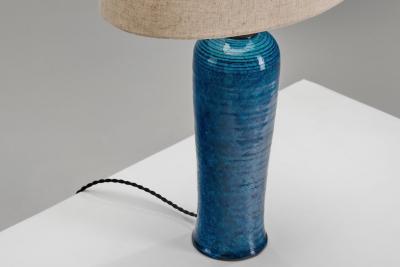 Nils Kahler Blue Glazed Stoneware Table Lamp by Nils and Herman K hler Denmark 1950s