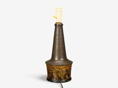 Nils Kahler Nils K hler Large Table Lamp Brown Glazed Stoneware Denmark 1960s
