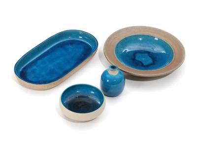 Nils Kahler Nils K hler collection of blue glazed stoneware pieces