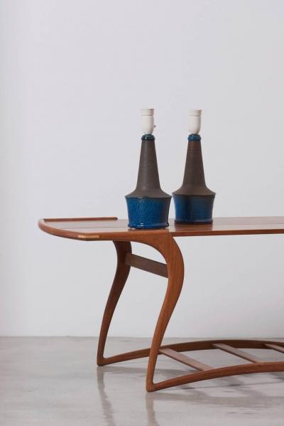 Nils Kahler Pair of Blue Gray Table Lamps by Nils K hler Denmark 1960s