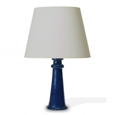 Nils Kahler Pair of Monumental Table Lamps in a Rich Saturated Azure Glaze by Nils K hler