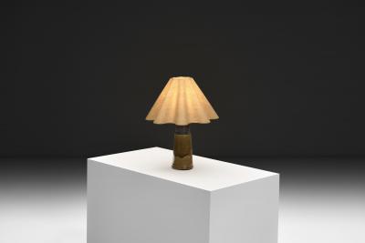 Nils Kahler Stoneware Table Lamp with Amber Glaze by Nils K hler Denmark ca 1950s