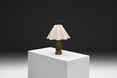 Nils Kahler Stoneware Table Lamp with Amber Glaze by Nils K hler Denmark ca 1950s