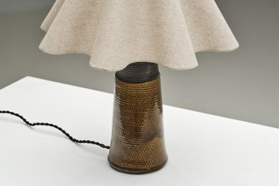Nils Kahler Stoneware Table Lamp with Amber Glaze by Nils K hler Denmark ca 1950s