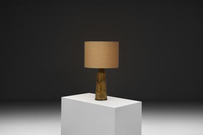 Nils Kahler Table Lamp with Amber Glaze by Nils K hler for K hlers Fabrik Denmark ca 1960s