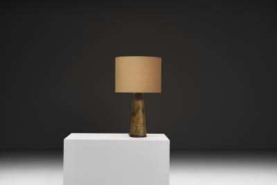 Nils Kahler Table Lamp with Amber Glaze by Nils K hler for K hlers Fabrik Denmark ca 1960s