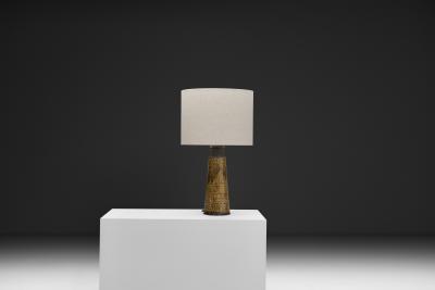 Nils Kahler Table Lamp with Amber Glaze by Nils K hler for K hlers Fabrik Denmark ca 1960s