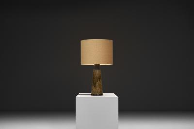 Nils Kahler Table Lamp with Amber Glaze by Nils K hler for K hlers Fabrik Denmark ca 1960s