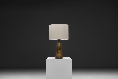 Nils Kahler Table Lamp with Amber Glaze by Nils K hler for K hlers Fabrik Denmark ca 1960s