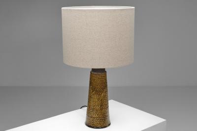 Nils Kahler Table Lamp with Amber Glaze by Nils K hler for K hlers Fabrik Denmark ca 1960s