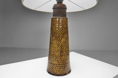 Nils Kahler Table Lamp with Amber Glaze by Nils K hler for K hlers Fabrik Denmark ca 1960s
