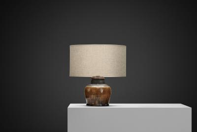 Nils Kahler Yellow Glazed Stoneware Table Lamp by Nils K hler Denmark ca 1950s