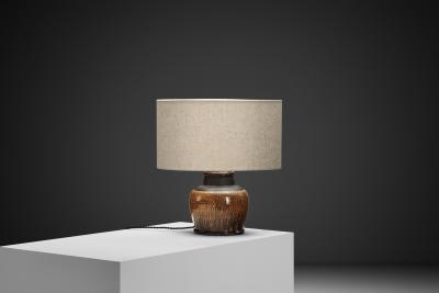 Nils Kahler Yellow Glazed Stoneware Table Lamp by Nils K hler Denmark ca 1950s