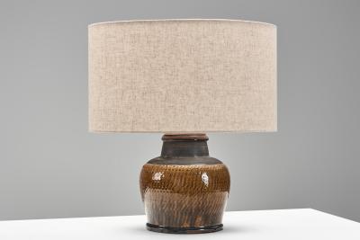 Nils Kahler Yellow Glazed Stoneware Table Lamp by Nils K hler Denmark ca 1950s