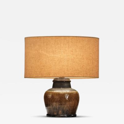 Nils Kahler Yellow Glazed Stoneware Table Lamp by Nils K hler Denmark ca 1950s
