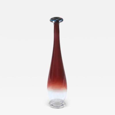 Nils Landberg Nils Landberg Red Expo Tulip Vase Orrefors Glassworks circa 1950s