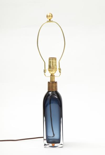 Nils Landberg Orrefors Sapphire Blue Crystal Lamp