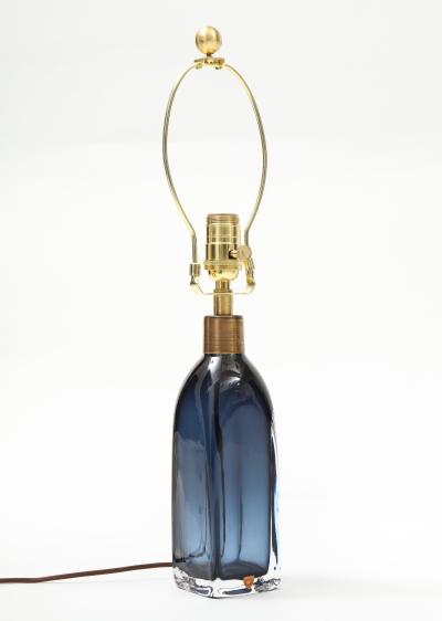Nils Landberg Orrefors Sapphire Blue Crystal Lamp