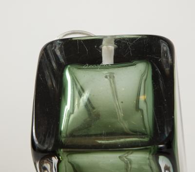 Nils Landberg Pair of Bottle Green Orrefors lamps 