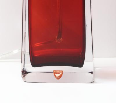 Nils Landberg Pair of Ruby Red Crystal Lamps by Nils Landberg for Orrefors 