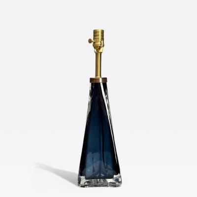 Nils Landberg Swedish Modern Blue Glass Table Lamp Sweden 1960s