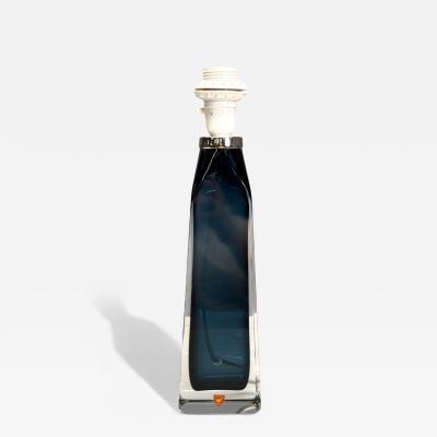 Nils Landberg Swedish Modern Blue Tinted Glass Table Lamp Sweden 1960s