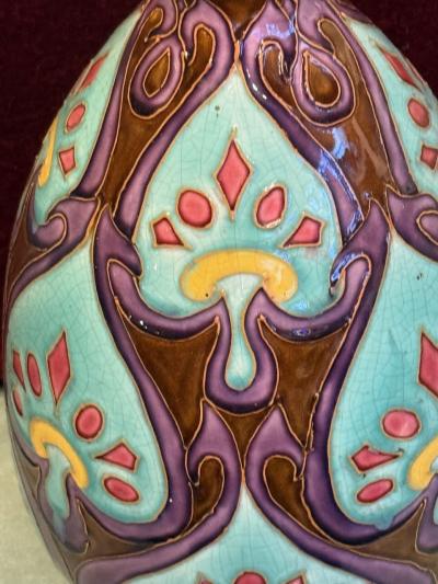 Nimy 1933 Art Deco Vase with Polychrome Glaze