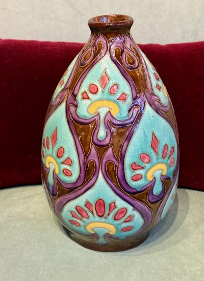 Nimy 1933 Art Deco Vase with Polychrome Glaze