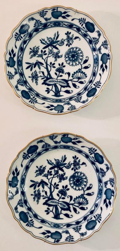 Nine Blue Onion Meissen Show or Wall Plates