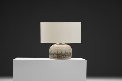 Nis Stougaard Stoneware Rounded Table Lamp by Nis Stougaard Attr Denmark ca 1950s