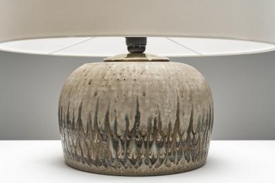 Nis Stougaard Stoneware Rounded Table Lamp by Nis Stougaard Attr Denmark ca 1950s