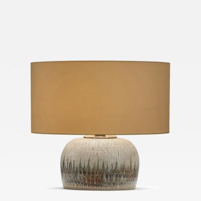 Nis Stougaard Stoneware Rounded Table Lamp by Nis Stougaard Attr Denmark ca 1950s