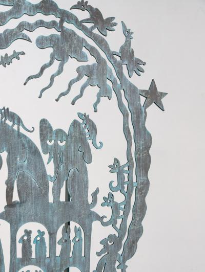 Noahs Ark with Animals Steel Sculpture USA Early 21st C 