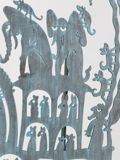 Noahs Ark with Animals Steel Sculpture USA Early 21st C 