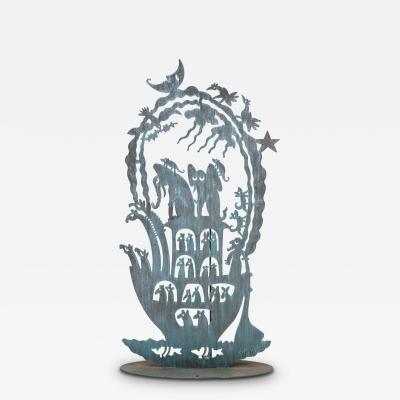 Noahs Ark with Animals Steel Sculpture USA Early 21st C 