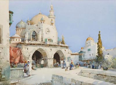 Noel Harry Leaver Orientalist view of a mosque by Leaver