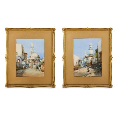 Noel Harry Leaver Pair of Orientalist watercolours of North African street scenes by Leaver