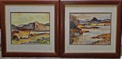 Noel Hume Irish Pair of Large Watercolors by Noel Hume 2006 the Style of Paul Henry