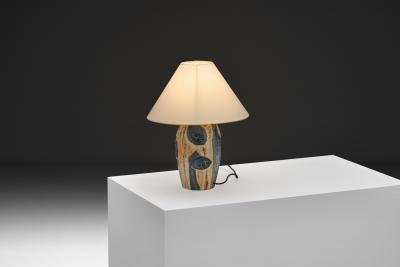 Noomi Backhausen Stoneware Table Lamp with Relief by Noomi Backhausen for S holm Denmark 1960s