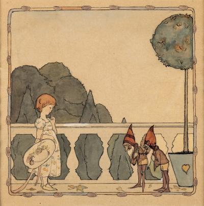 Nora Schnitzler Fairy Tales Girl and the Courteous Gnomes Illustration Original Art