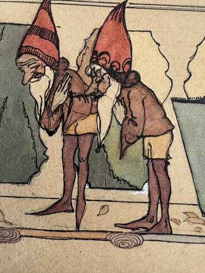 Nora Schnitzler Fairy Tales Girl and the Courteous Gnomes Illustration Original Art