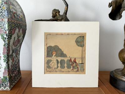 Nora Schnitzler Fairy Tales Girl and the Courteous Gnomes Illustration Original Art