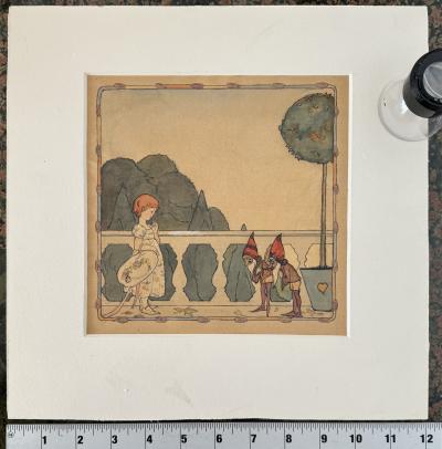 Nora Schnitzler Fairy Tales Girl and the Courteous Gnomes Illustration Original Art