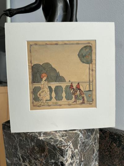 Nora Schnitzler Fairy Tales Girl and the Courteous Gnomes Illustration Original Art