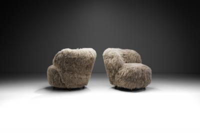 Nordic Modern Lounge Chairs in Mongolian Shearling Finland ca 1950s