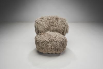 Nordic Modern Lounge Chairs in Mongolian Shearling Finland ca 1950s