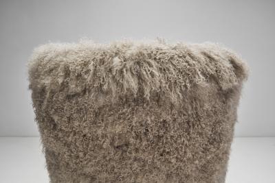 Nordic Modern Lounge Chairs in Mongolian Shearling Finland ca 1950s