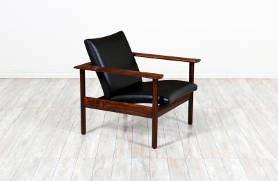 Nordic Modern Sculpted Rosewood Reclining Lounge Chair