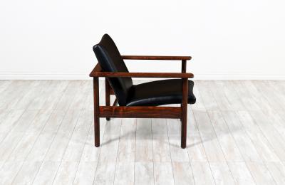 Nordic Modern Sculpted Rosewood Reclining Lounge Chair